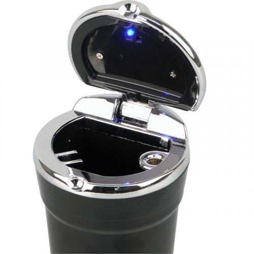 Auto Aschenbecher Tragbar mit blauem LED-Licht Aschenbecher Rauchlos  Rauchen Stand Zylinder Becherhalter (schwarz)