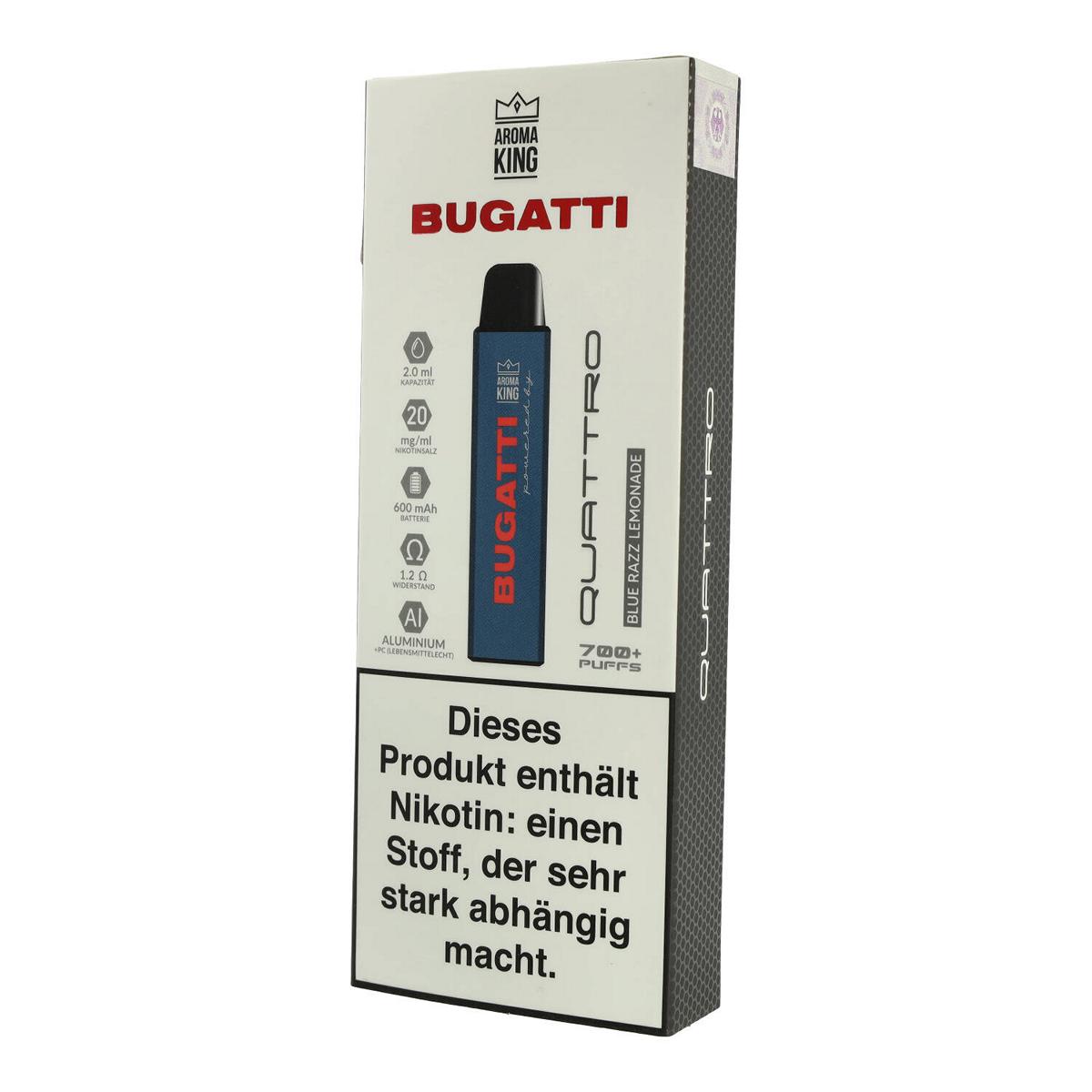 Aroma King Bugatti Quattro Blue Razz Lemonade Einweg E-Zigarette 20mg