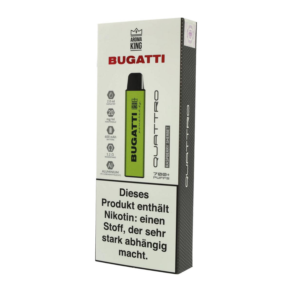 Aroma King Bugatti Quattro Raspberry Sherbet Einweg E-Zigarette 20mg