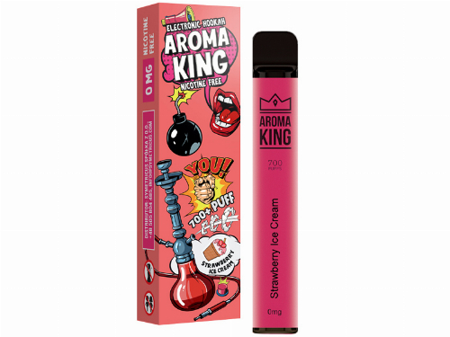 Aroma King Strawberry-Ice-Cream (Erdbeereis) Einweg e-Shisha ohne Nikotin ca. 700 Züge