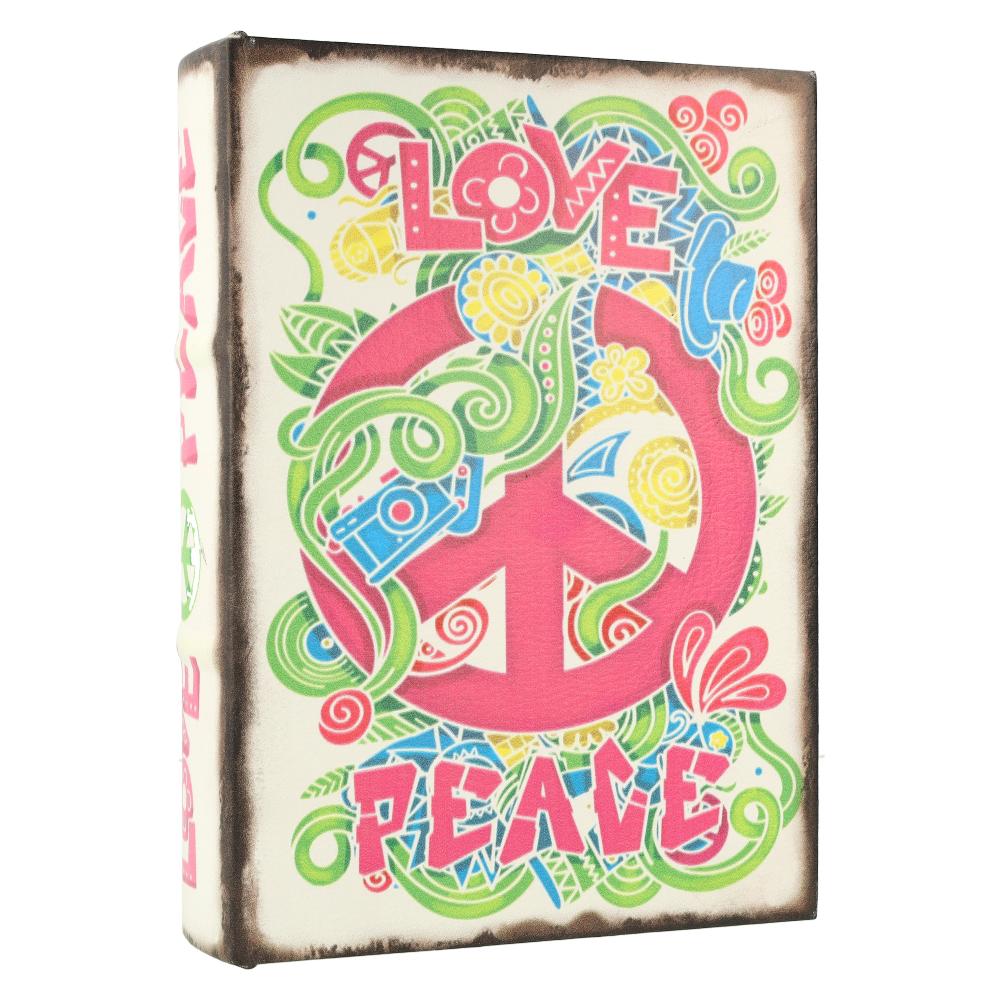 Buchversteck/Stash Book Holzbox Love & Peace