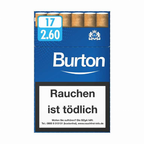Burton Blau (Weiß) Filterzigarillos mit Naturdeckblatt 17er