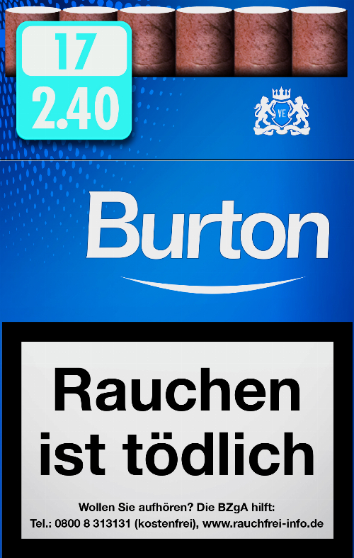 Burton Blau (Weiß) Filterzigarillos mit Naturdeckblatt 17er