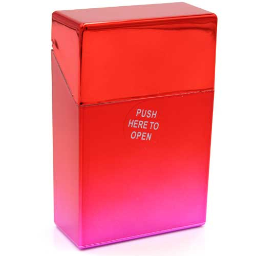 Champ Zigarettenbox für ca. 20 Stück metallicfarben rot-rosa