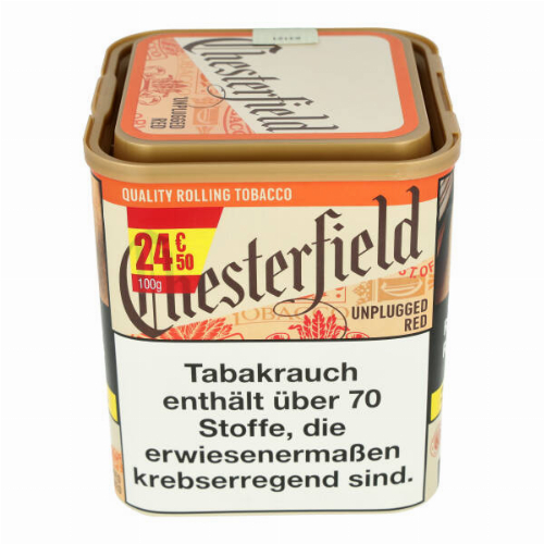 Chesterfield Tabak ohne Zusätze Unplugged Red 100g Dose Feinschnitt