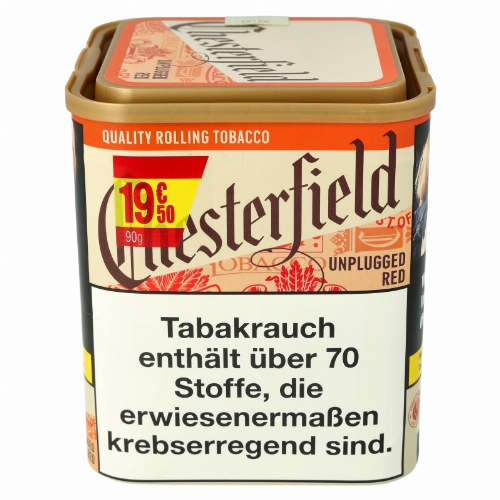Chesterfield Tabak ohne Zusätze Unplugged Red 90g Dose Feinschnitt