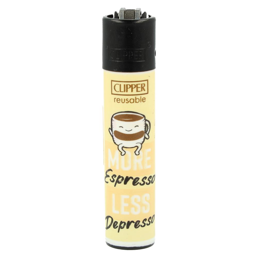 Clipper Feuerzeug Kaffeepause 2v4 More Espresso Less Depresso