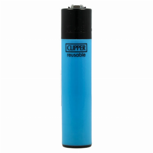 Clipper Feuerzeug Uni Solid Branded Blau mit Schwarzer Kappe