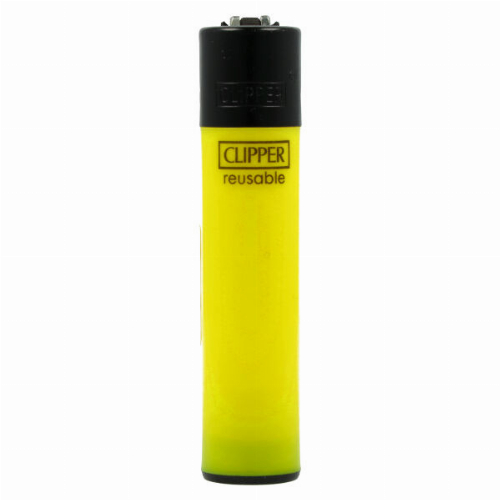 Clipper Feuerzeug Uni Solid Branded Gelb mit Schwarzer Kappe