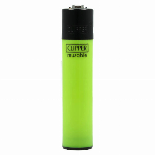 Clipper Feuerzeug Uni Solid Branded Grün mit Schwarzer Kappe