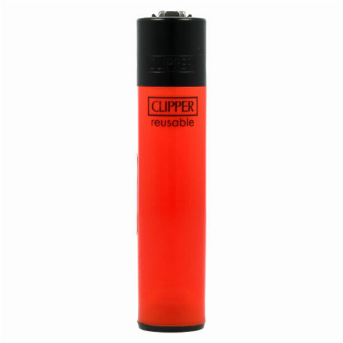Clipper Feuerzeug Uni Solid Branded Orange mit Schwarzer Kappe