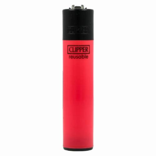 Clipper Feuerzeug Uni Solid Branded Pink mit Schwarzer Kappe