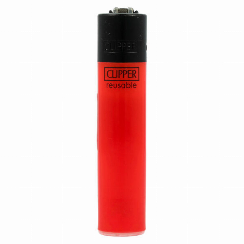 Clipper Feuerzeug Uni Solid Branded Rot mit Schwarzer Kappe