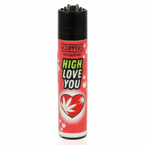 Clipper Feuerzeug Weed Slogan 11 -  4v4 HIGH LOVE YOU