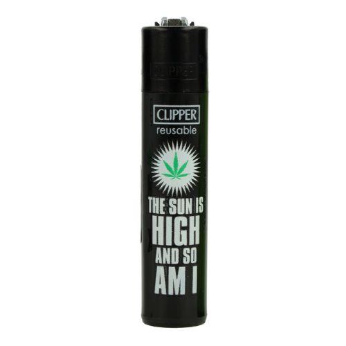Clipper Feuerzeug Weed Slogan 15 D 3v4 THE SUN IS HIGH AND SO AM I