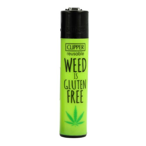Clipper Feuerzeug Weed Slogan 15 D 4v4 WEED IS GLUTEN FREE