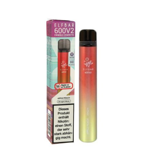 Elf Bar 600 V2 Apple Peach Einweg E-Zigarette 20mg