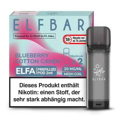 Elf Bar ELFA Blueberry Cotton Candy Perfilled Pod 2x2ml 20mg