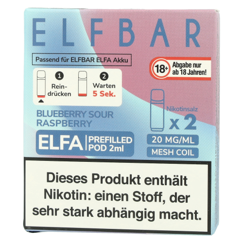 Elf Bar ELFA Blueberry Sour Raspberry Perfilled Pod 2x2ml 20mg