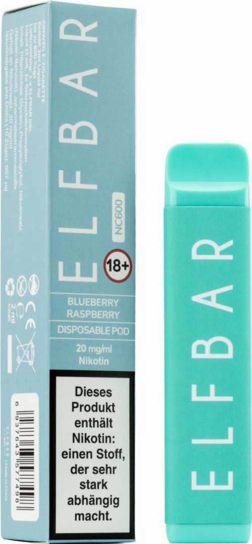 Elf Bar NC600 Einweg E-Zigarette Blueberry Raspberry 20 mg Nikotin