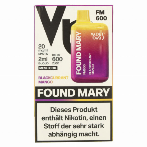 Found Mary FM600 Vapes Bars Einweg E-Zigarette Blackcurrant Mango 20mg