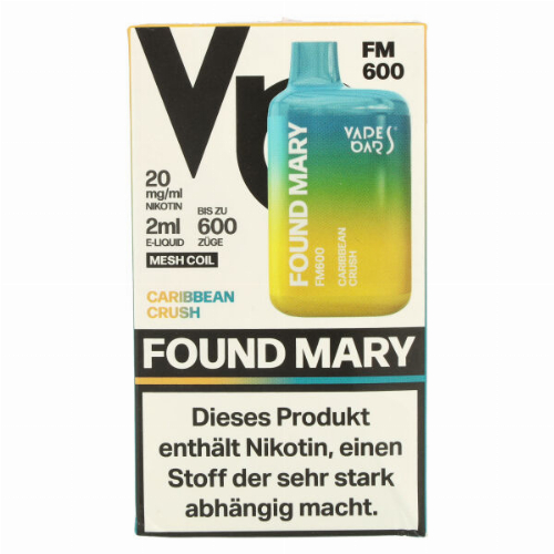 Found Mary FM600 Vapes Bars Einweg E-Zigarette Caribbean Crush 20mg