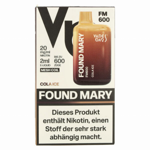 Found Mary FM600 Vapes Bars Einweg E-Zigarette Cola Ice 20mg
