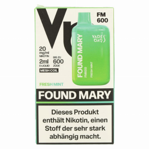 Found Mary FM600 Vapes Bars Einweg E-Zigarette Fresh Mint 20mg