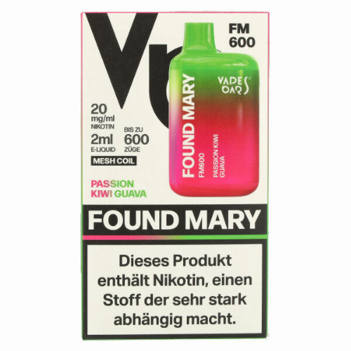 Found Mary FM600 Vapes Bars Einweg E-Zigarette Passion Kiwi Guava 20mg