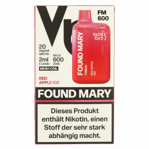 Found Mary FM600 Vapes Bars Einweg E-Zigarette Red Apple Ice 20mg