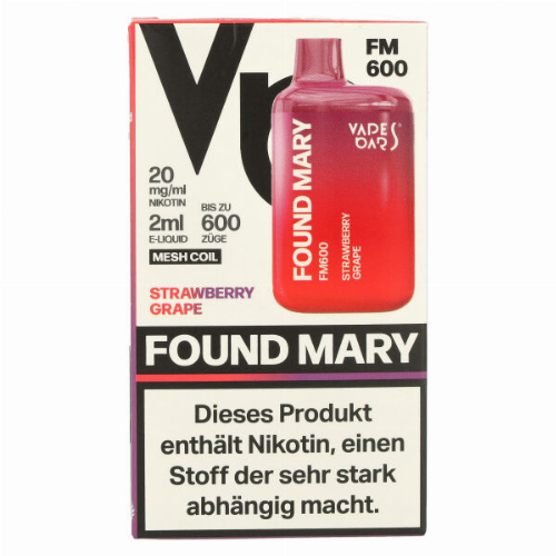 Found Mary FM600 Vapes Bars Einweg E-Zigarette Strawberry Grape 20mg