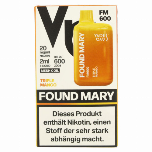 Found Mary FM600 Vapes Bars Einweg E-Zigarette Triple Mango 20mg