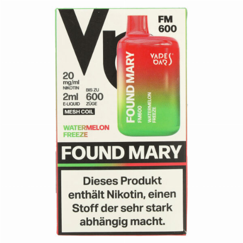 Found Mary FM600 Vapes Bars Einweg E-Zigarette Watermelon Freeze 20mg