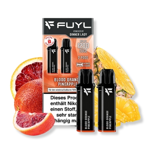 FUYL Powered by Dinner Lady Blood Orange Pineapple Prefilled Pods 2x2ml 20mg