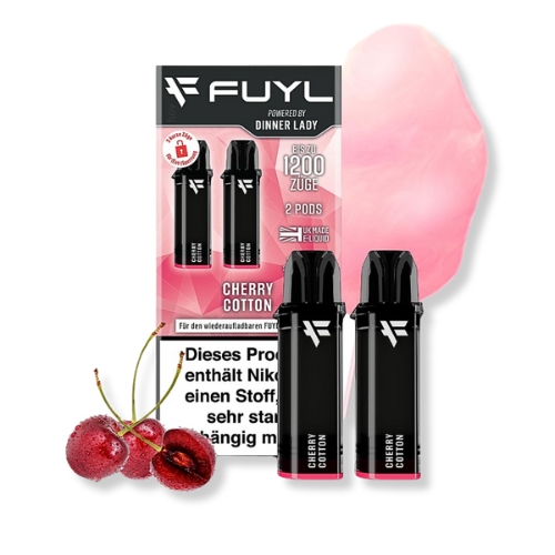 FUYL Powered by Dinner Lady Cherry Cotton Prefilled Pods 2x2ml 20mg