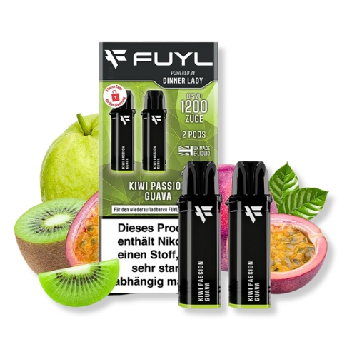 FUYL Powered by Dinner Lady Kiwi Passion Guave Prefilled Pods 2x2ml 20mg