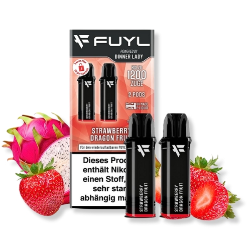 FUYL Powered by Dinner Lady Strawberry Dragon Fruit Prefilled Pods 2x2ml 20mg