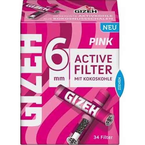 Gizeh Pink Active Filter Slim 6mm Aktivkohle