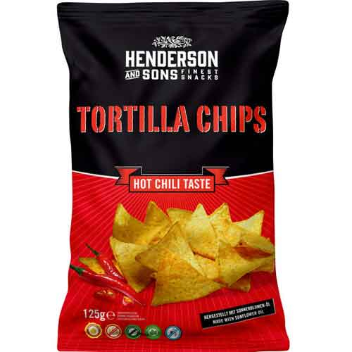 Henderson & Sons Tortilla Chips Hot Chili Taste 125g