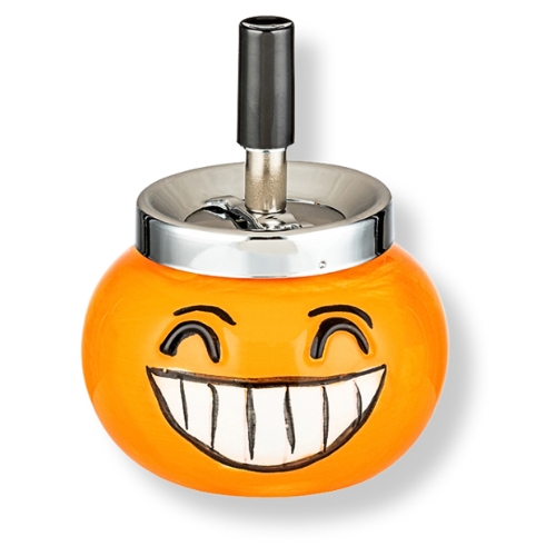 Keramik Schleuderaschenbecher Smiley Orange