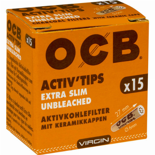 OCB Activ Tips Extra Slim Unbleached 6mm 15Stk.