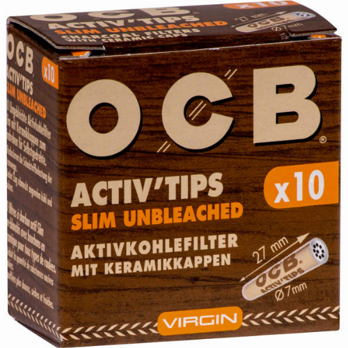 OCB Activ Tips Slim Unbleached 7mm 10Stk.