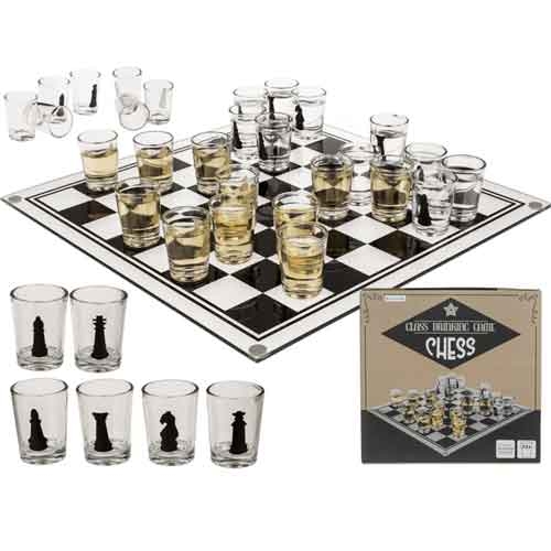 Schach Glas-Trinkspiel mit 32 Gläsern