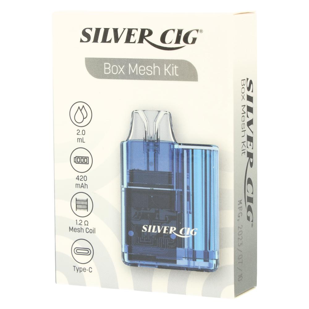 Silver Cig Box Mesh Kit Blue 420 mAh