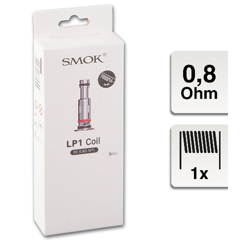 Smok E-Clearomizercoil 1 DC MTL 0.8 Ohm 5 Stück