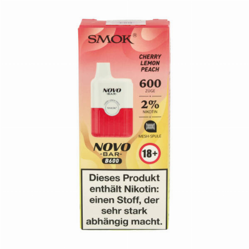 Smok Novo Bar B600 Cherry Lemon Peach Einweg E-Zigarette 20mg
