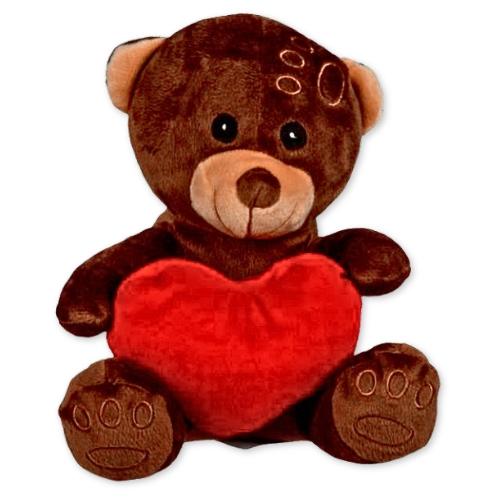 Teddybär mit Herz dunkelbraun kuschelig weich