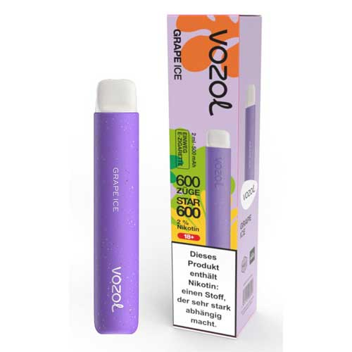 Vozol Star 600 Einweg E-Zigarette Grape Ice 20mg