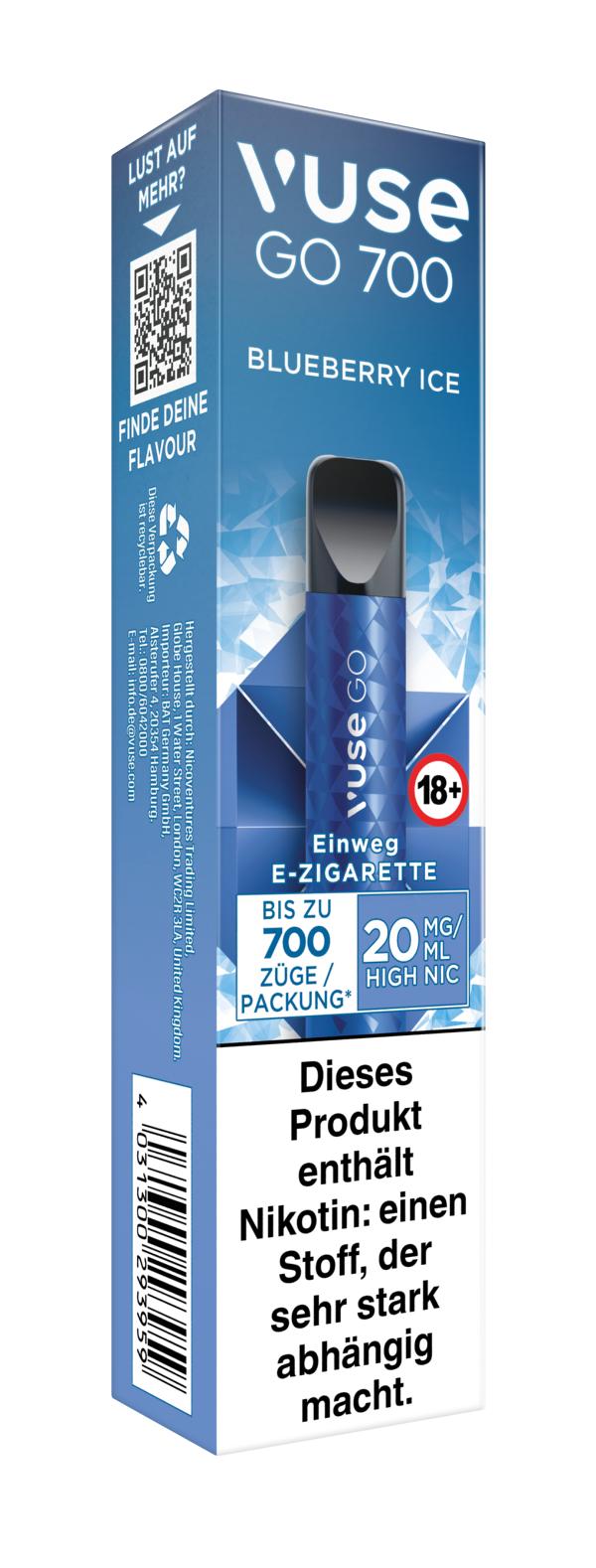 Vuse Go 700 Einweg E-Zigarette Blueberry Ice 20mg/ml Nikotin