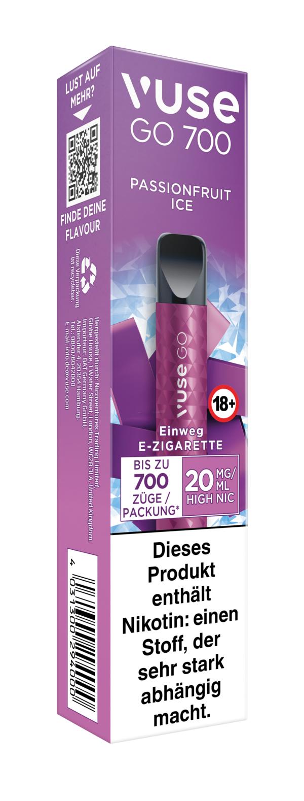 Vuse Go 700 Einweg E-Zigarette Passionfruit Ice 20mg/ml Nikotin